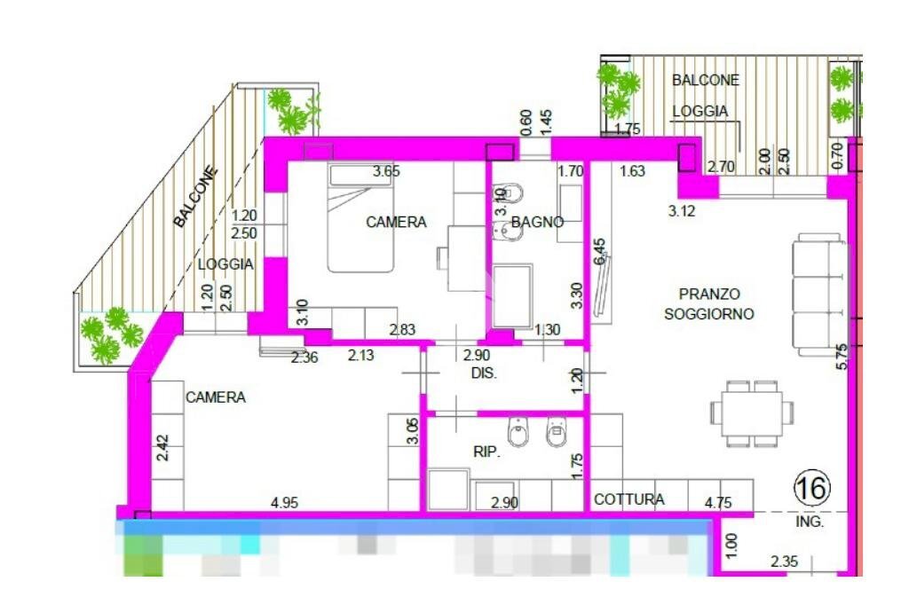Trilocale via della poesia, San Mauro Pascoli - planimetria 1