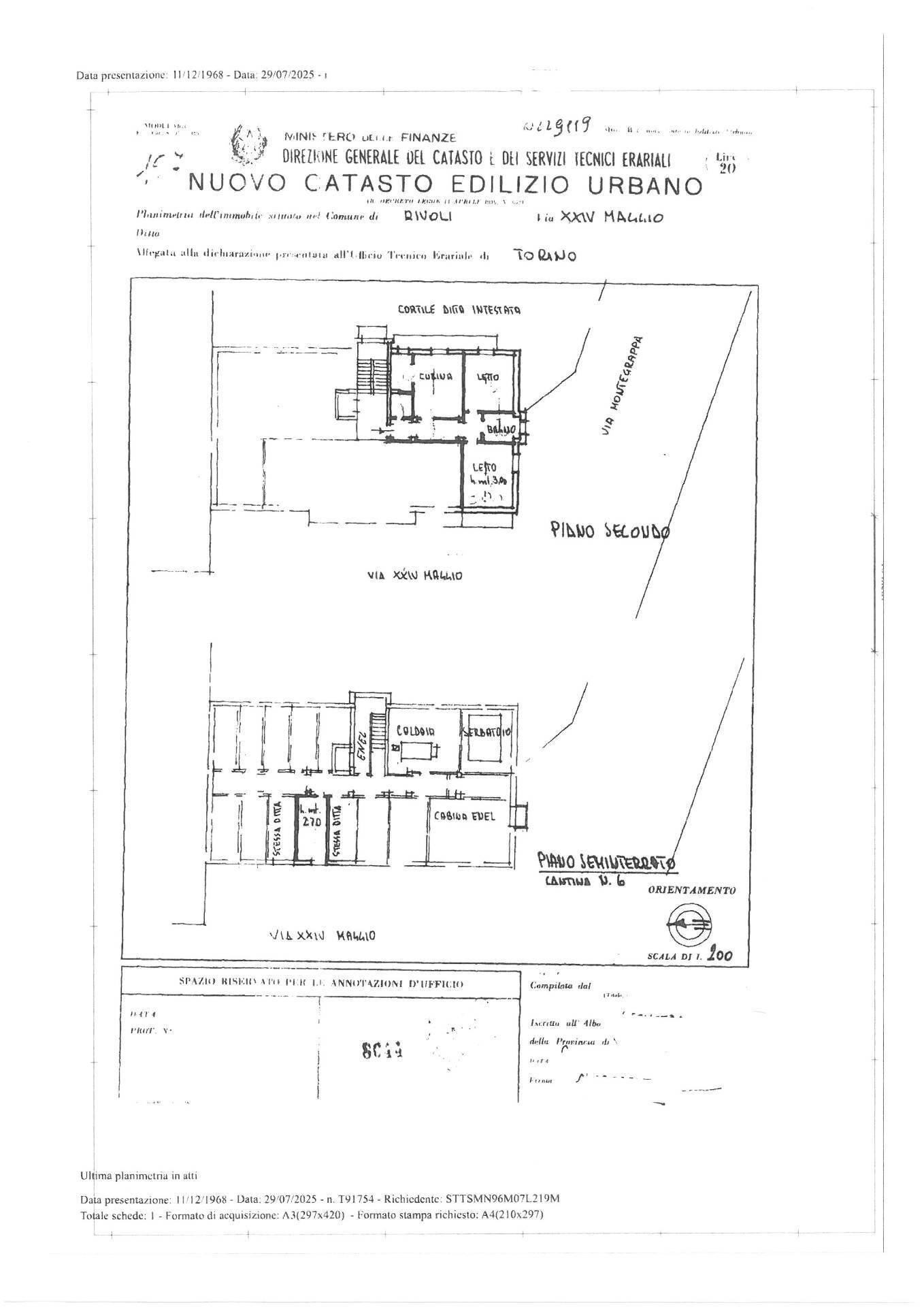 Foto 37 - Trilocale Via XXIV Maggio
 
19, Rivoli - planimetria 1