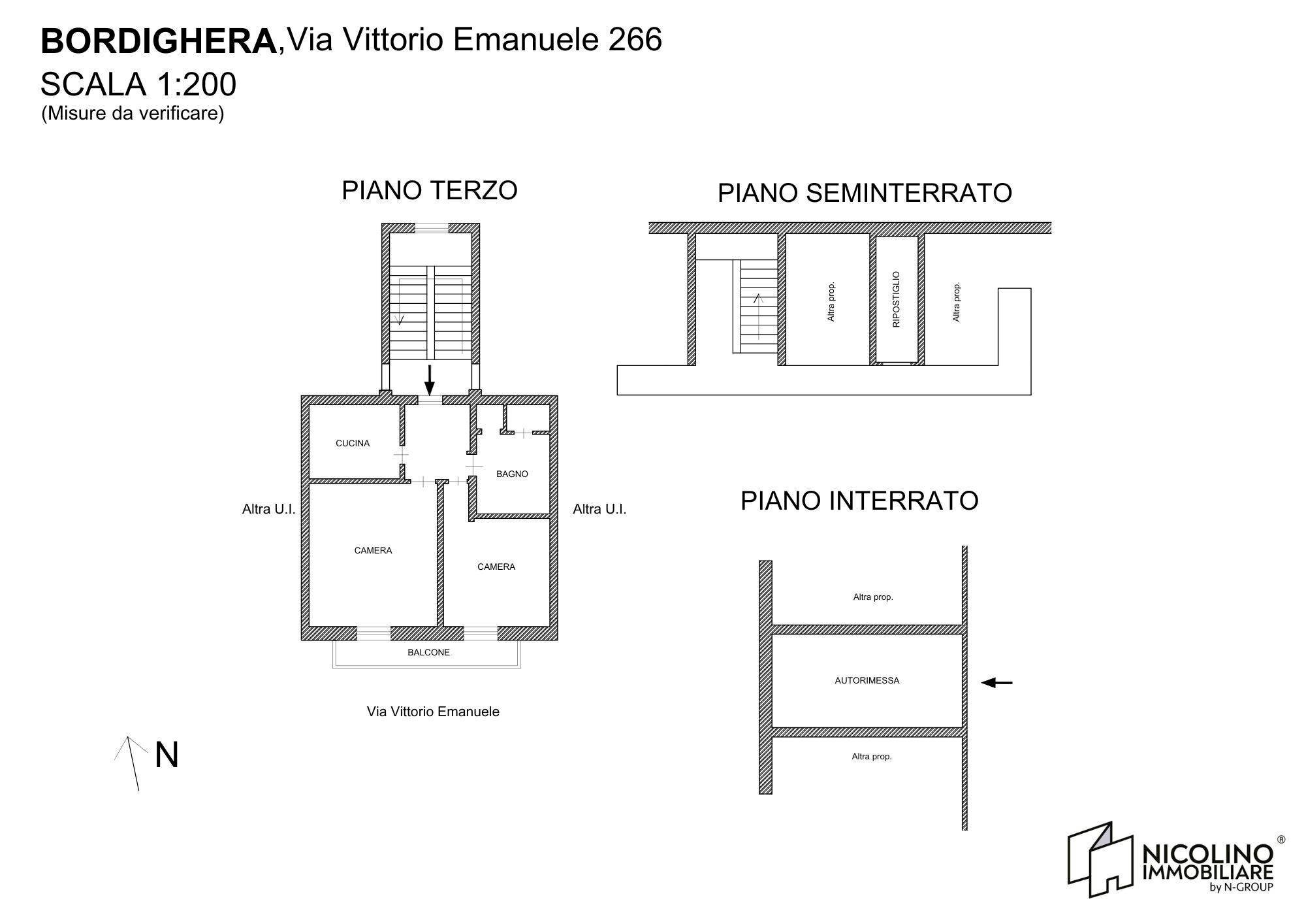 Three-room apartment via Vittorio Emanuele II, 266, Bordighera - floor plans 1