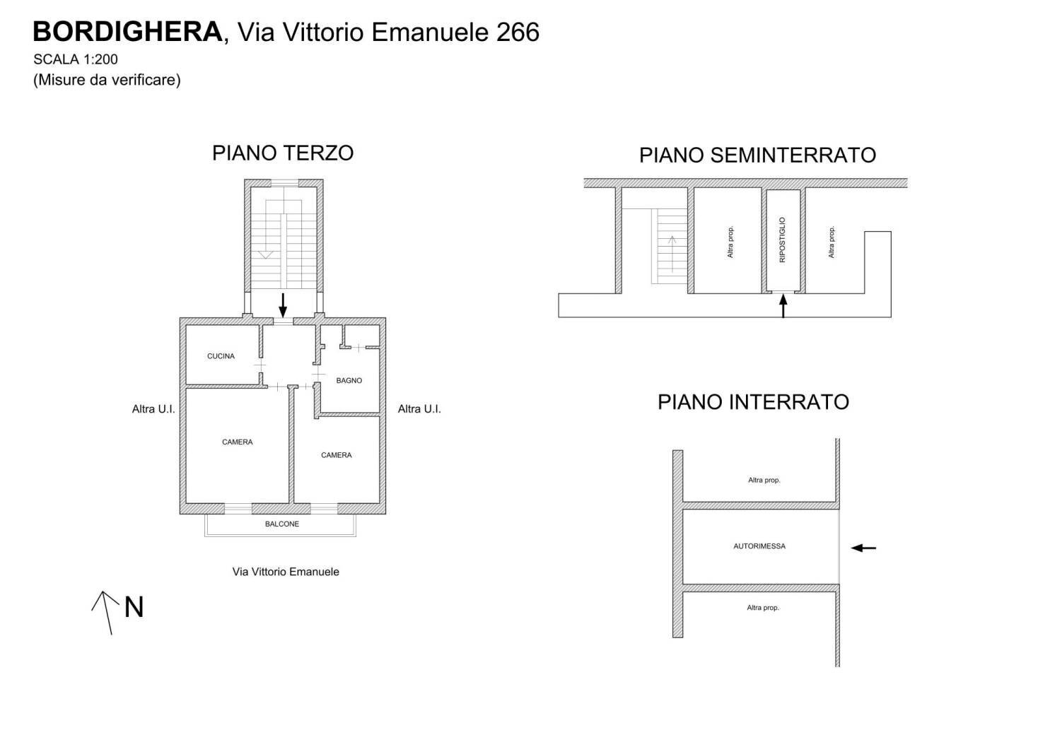 Three-room apartment via Vittorio Emanuele II, 266, Bordighera - floor plans 1