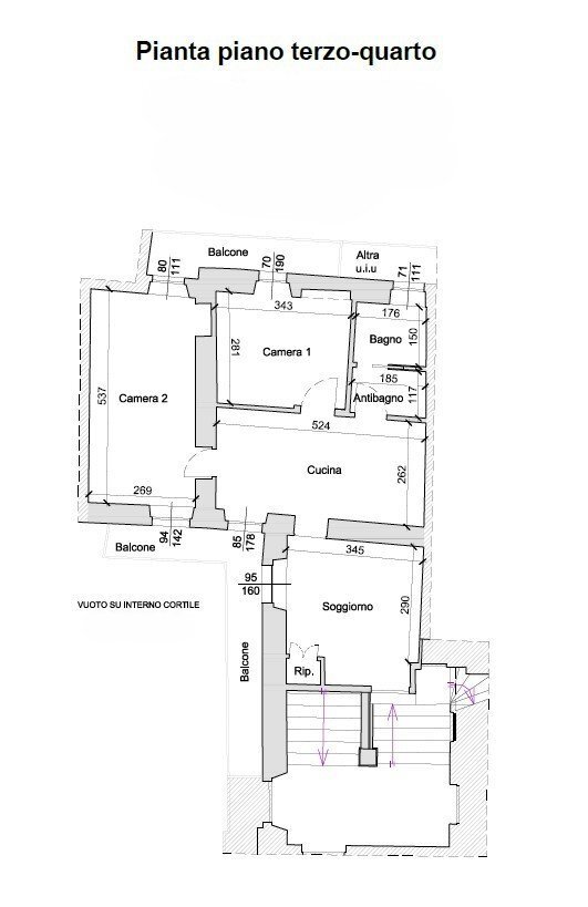 Four-room apartment piazza Vincenzo Virginio, 9, Cuneo (neighborhood Centro) - floor plans 1