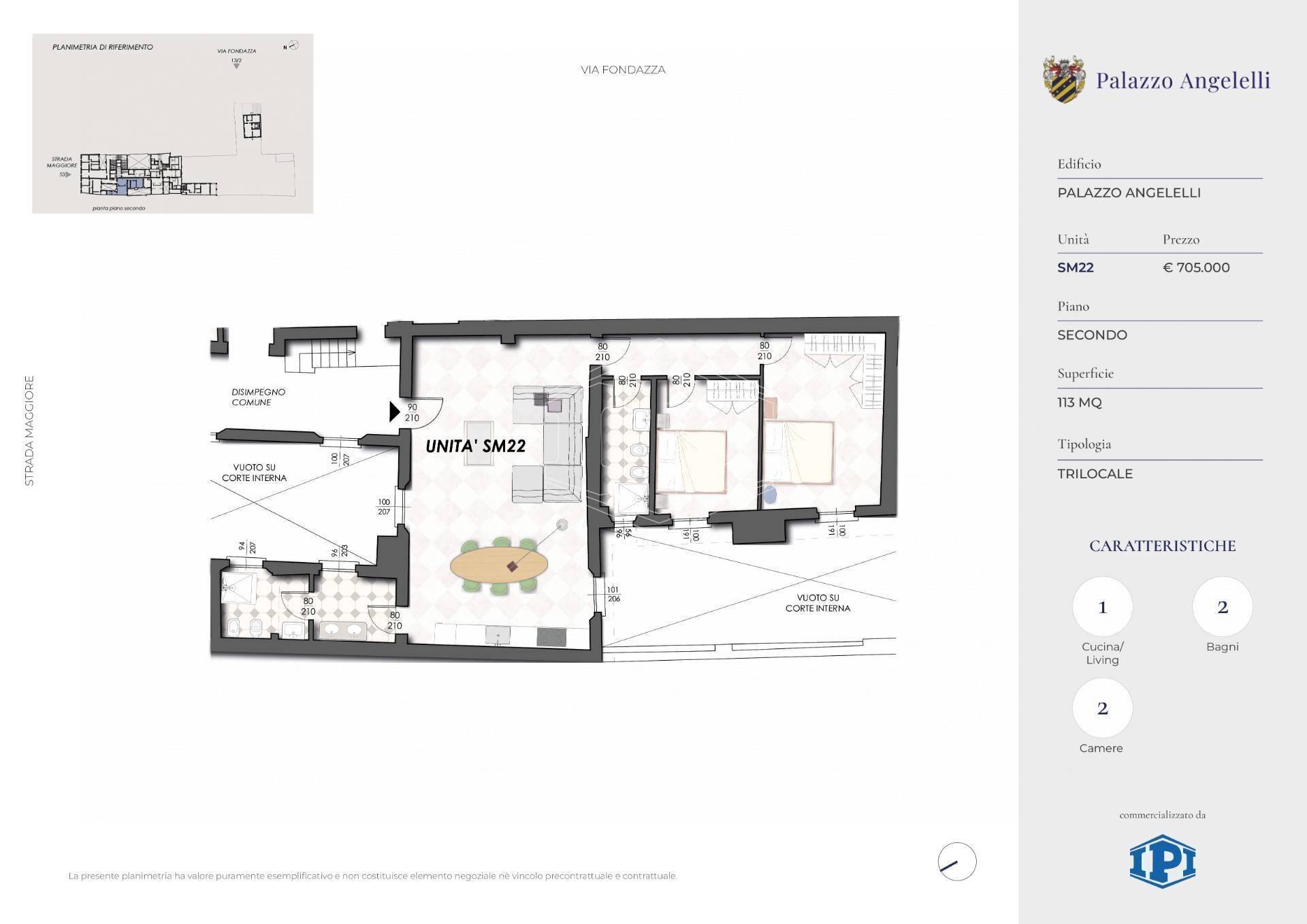 Three-room apartment Strada Maggiore, Bologna (neighborhood Centro Storico) - floor plans 1