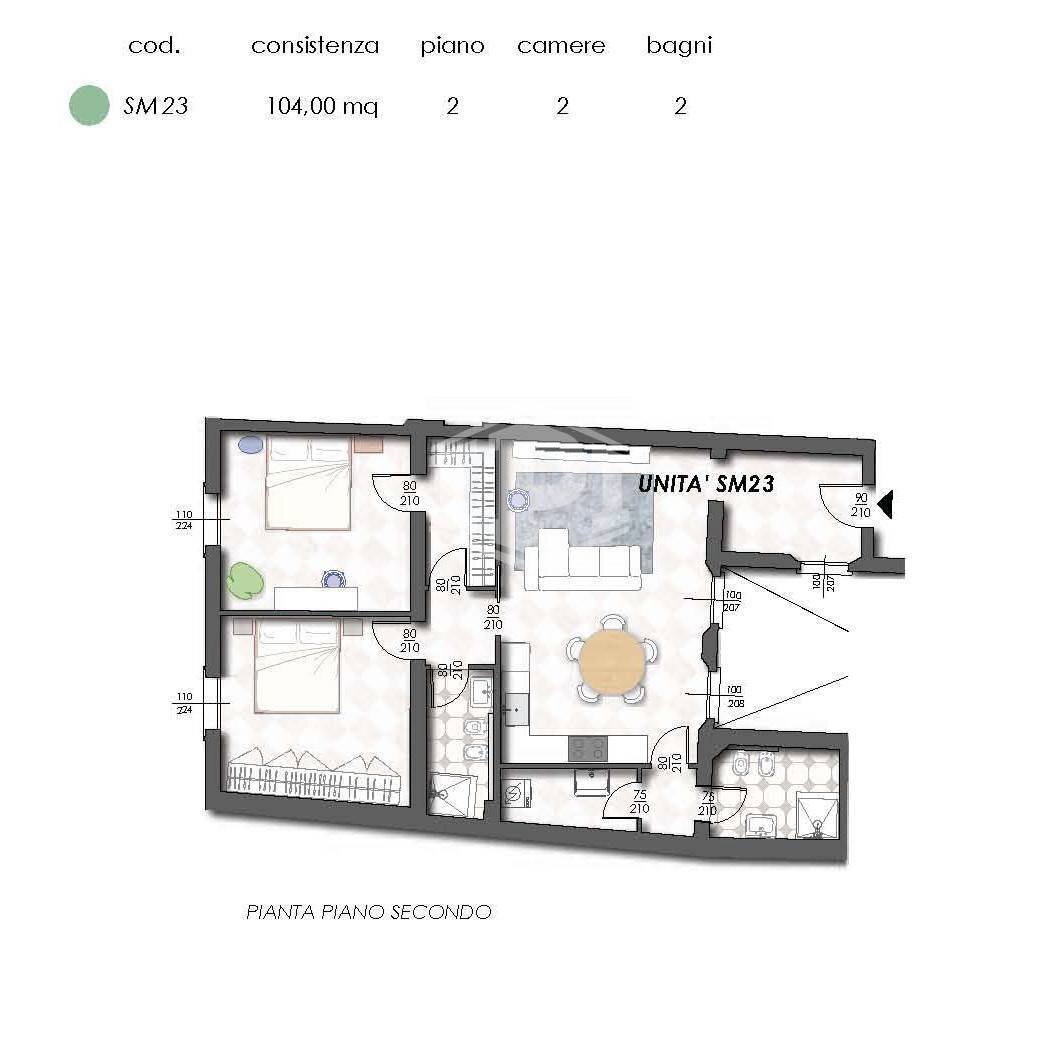 Three-room apartment Strada Maggiore, Bologna (neighborhood Centro Storico) - floor plans 1
