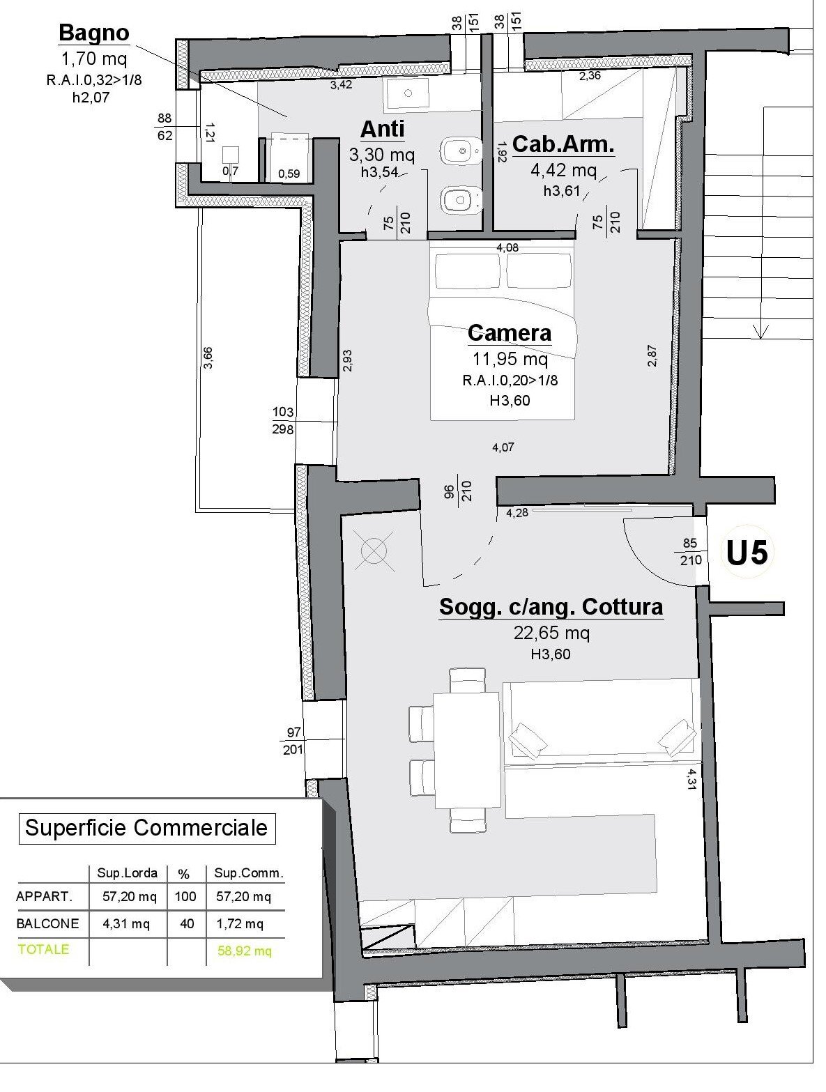 Two-room apartment Imola - floor plans 1