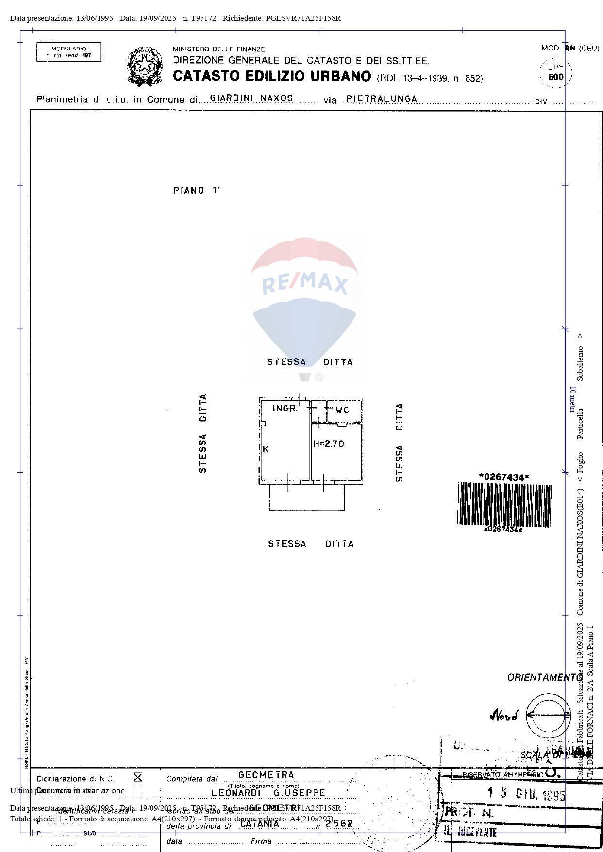Pianta 2D - Two-room apartment Via delle Fornaci
 
9, Giardini-Naxos - floor plans 1