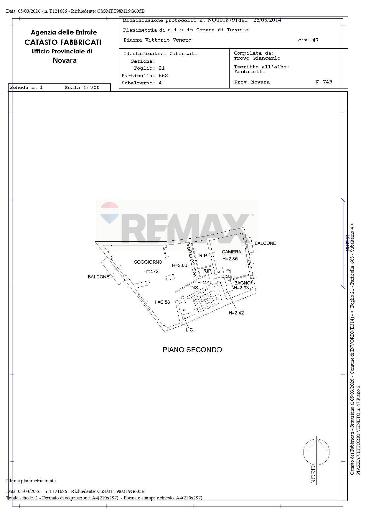 Pianta 2D - Three-room apartment Piazza Vittorio Veneto
 
47, Invorio - floor plans 1