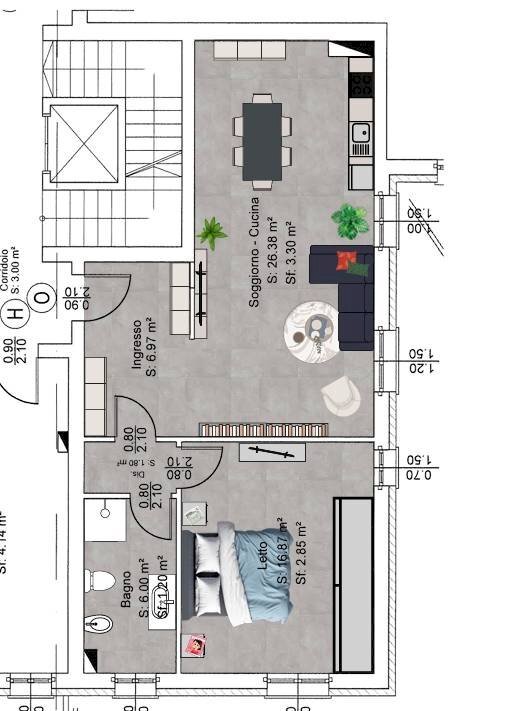 Foto 10 - Three-room apartment Poggio Rusco - floor plans 1