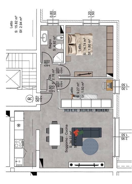 Foto 13 - Quadrilocale Poggio Rusco - planimetria 1