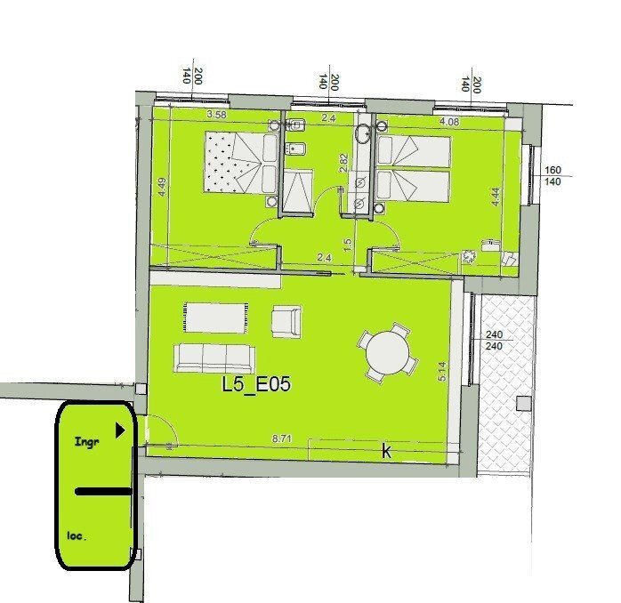 Trilocale via Porta di Vasco, Mondovì - planimetria 1