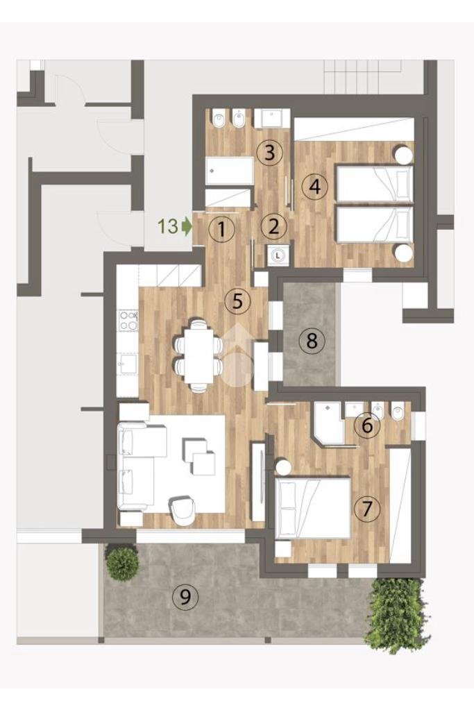 Trilocale Piazza Libertà, Sorbolo Mezzani - planimetria 1