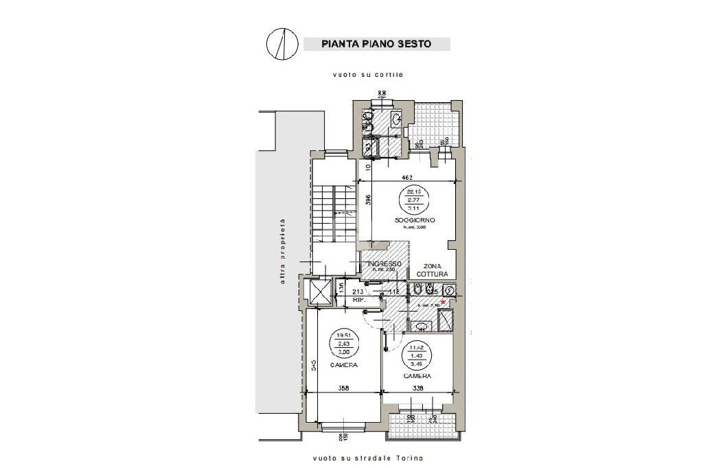 Three-room apartment Stradale Torino, Chivasso - floor plans 1
