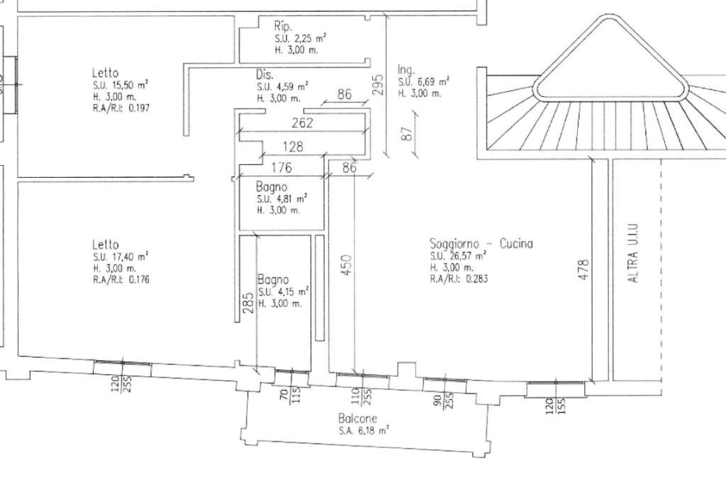Three-room apartment Viale Risorgimento, Reggio nell'Emilia - floor plans 1