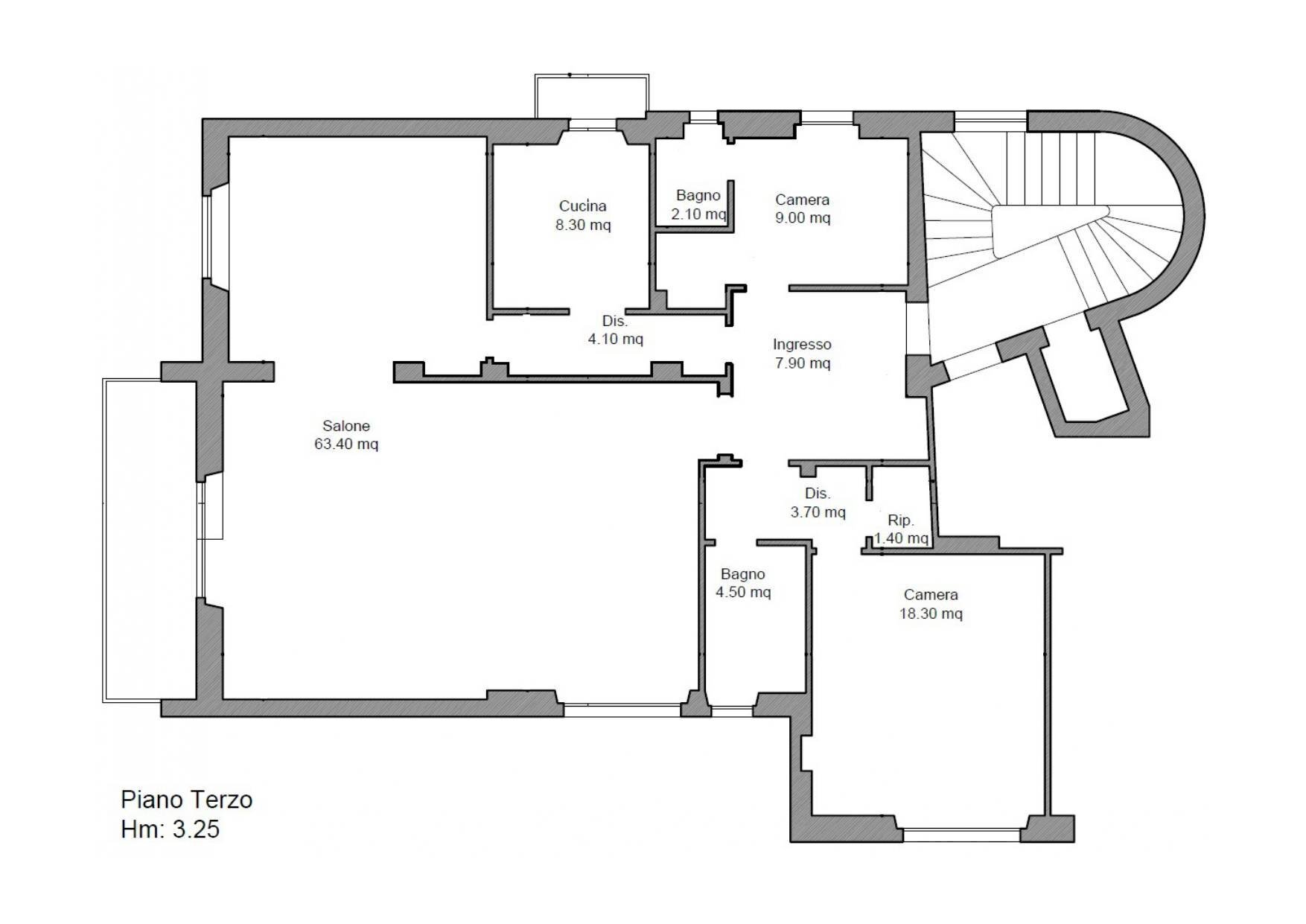 Four-room apartment via Torquato Taramelli, 5, Roma - floor plans 1