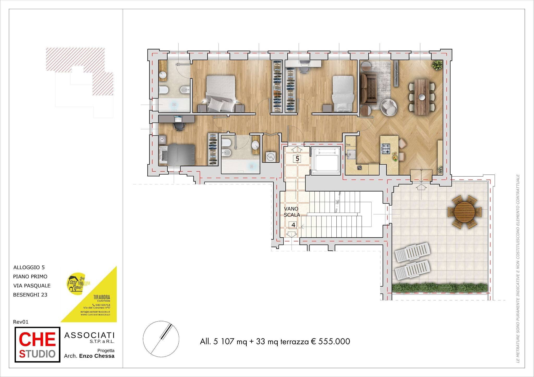 Four-room apartment via Pasquale Besenghi, 23, Trieste - floor plans 1