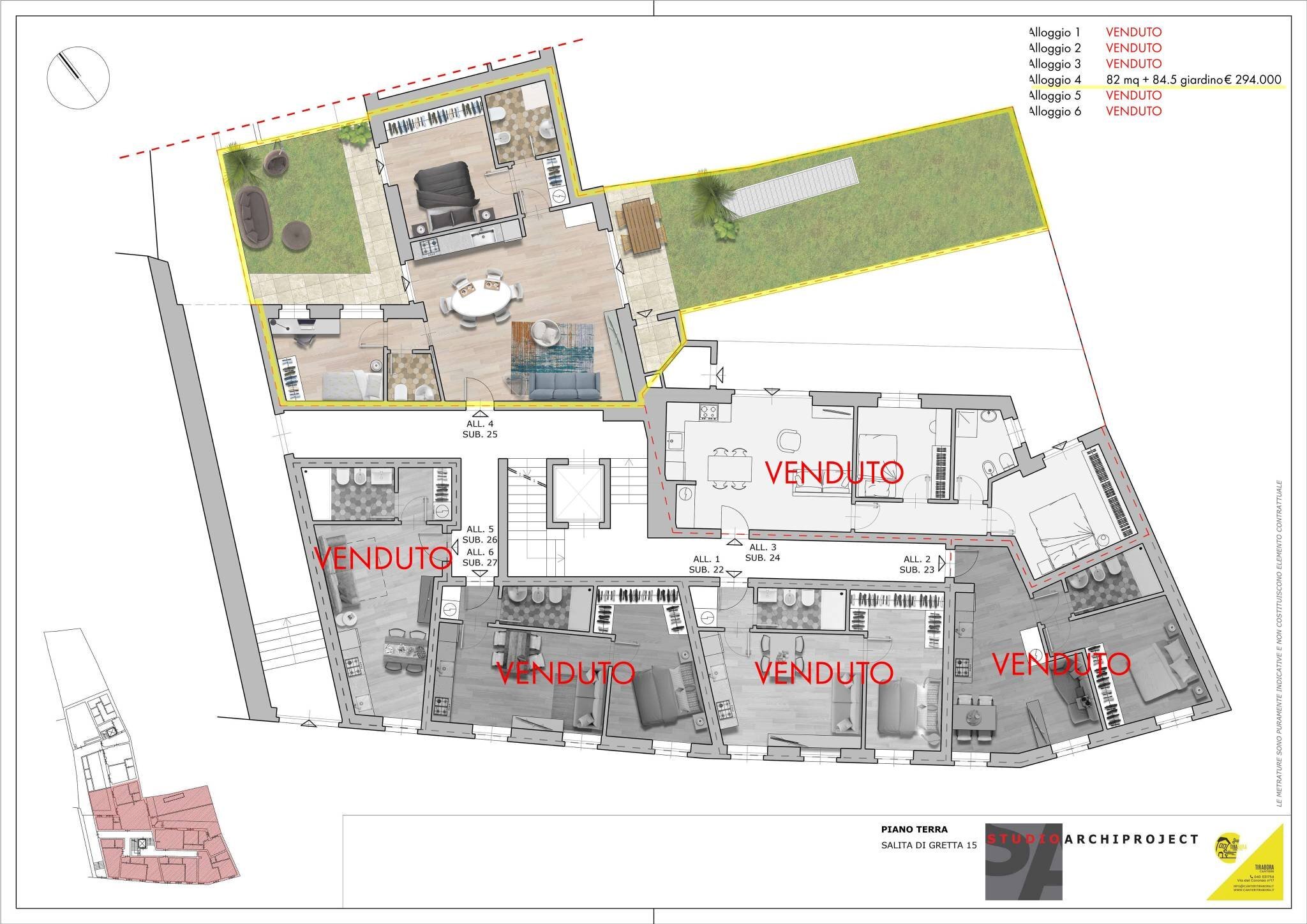 Three-room apartment salita di Gretta, 15, Trieste - floor plans 1