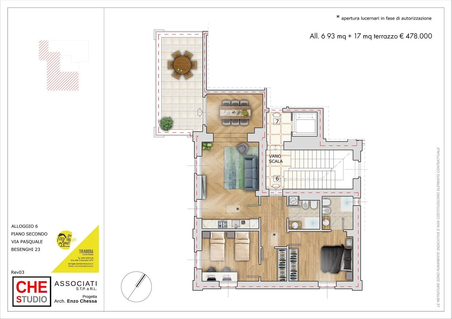 Trilocale via Pasquale Besenghi, 23, Trieste - planimetria 1