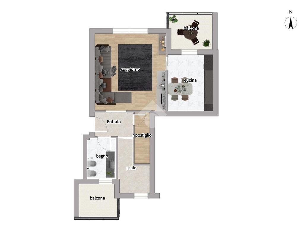 Quadrilocale Via cossu, Carignano - planimetria 1