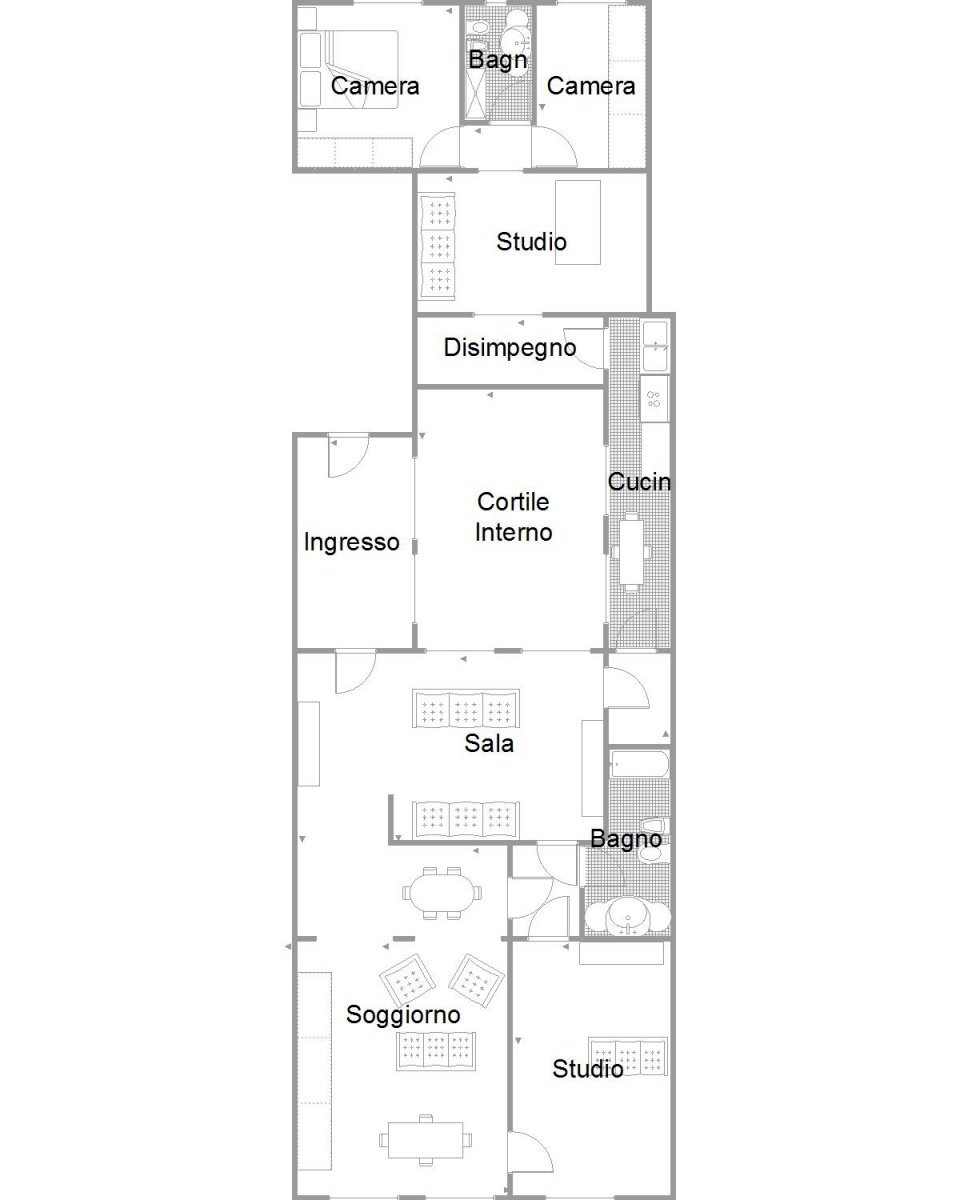 planimetria - Trilocale PIAZZA BORGO, Piacenza - planimetria 1
