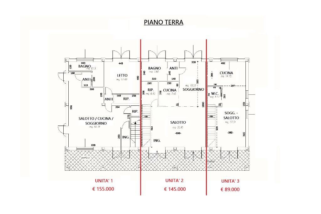 Portion of a house Via Ferrara, Poggio Renatico - floor plans 1