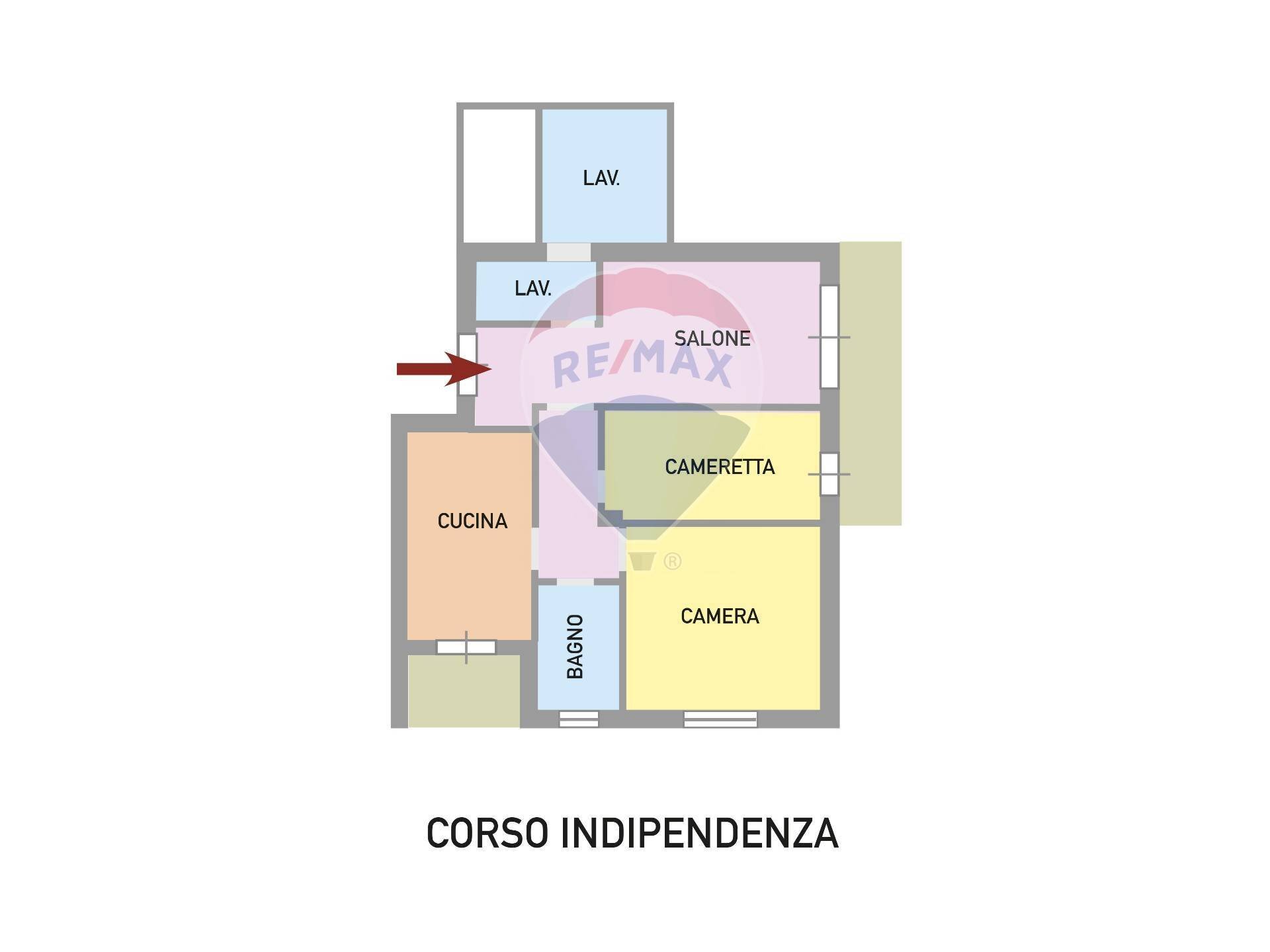 Pianta 2D - Trilocale Corso Indipendenza
 
185, Catania - planimetria 1