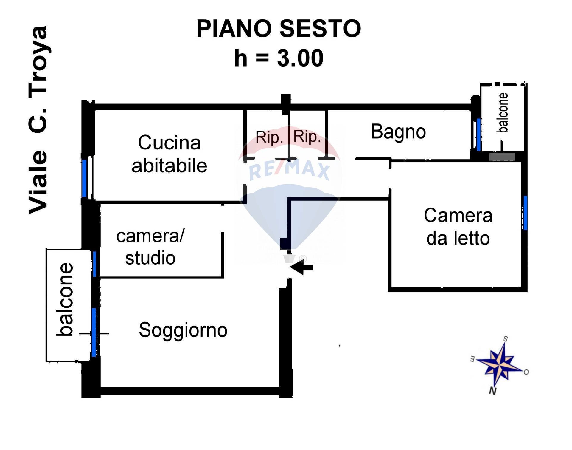 Pianta 2D - Trilocale Viale Troya
 
22, Milano - planimetria 1