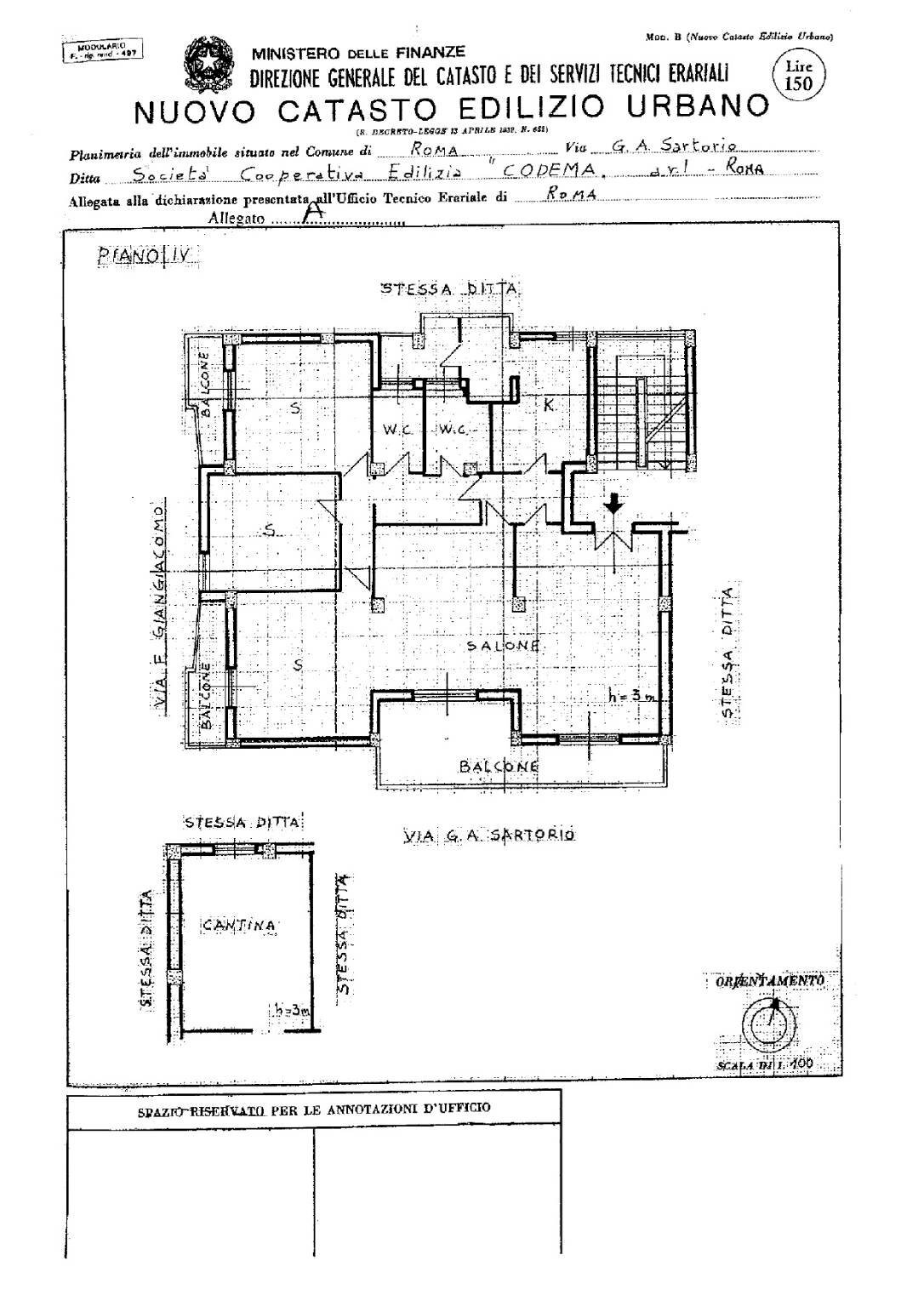 Appartamento via Giulio Aristide Sartorio, 9, Roma - planimetria 1
