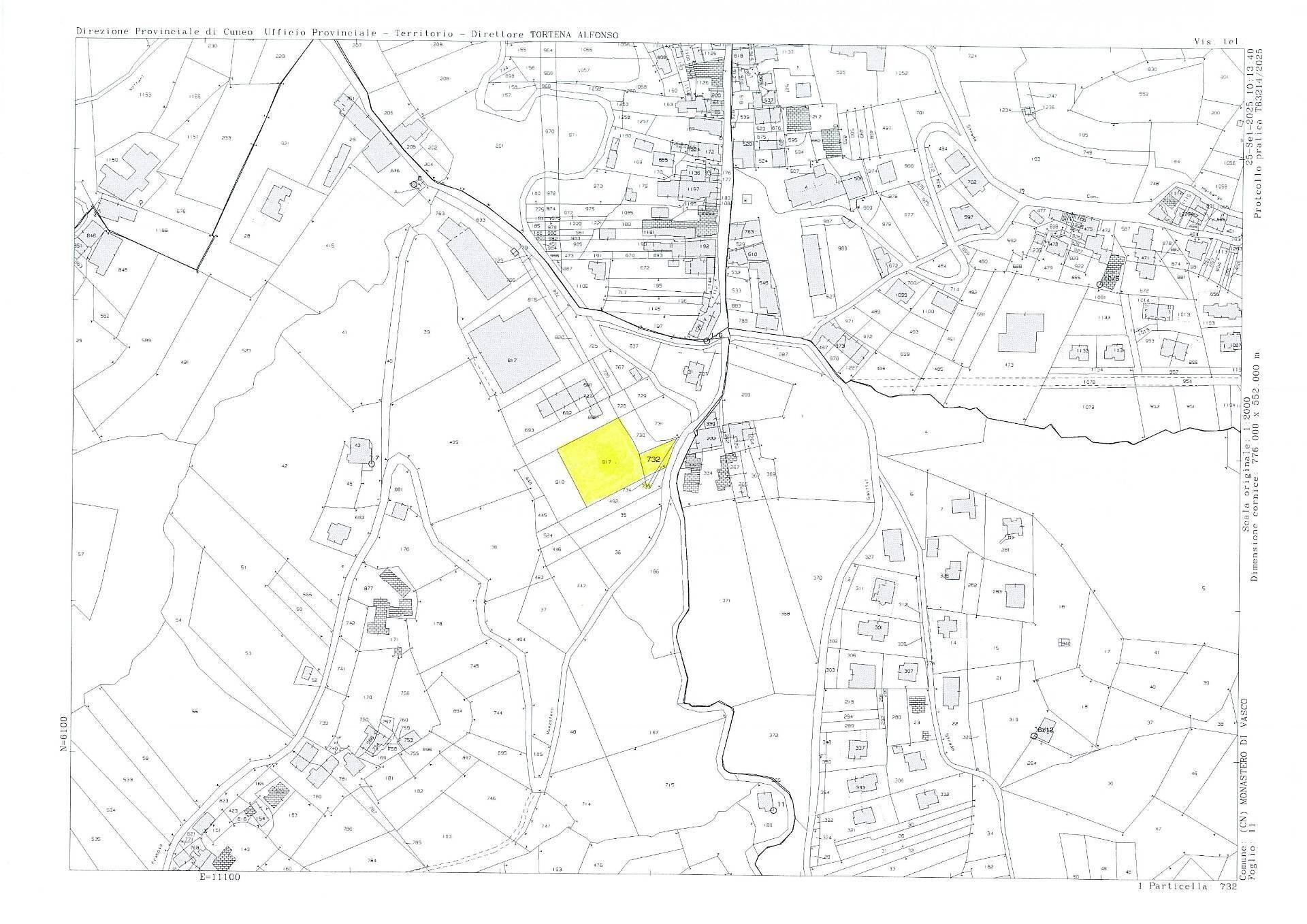 mappa catastale - Terreno edificabile Via San Giuseppe, Monastero di Vasco - planimetria 1
