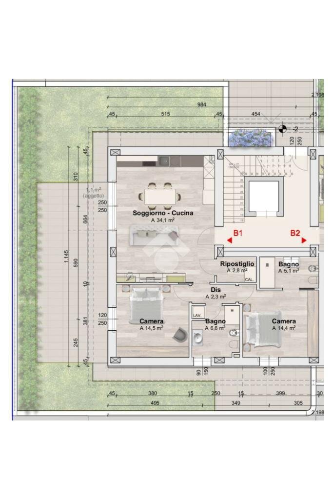 Three-room apartment Via Remo Stefano Lasagni, Sassuolo - floor plans 1