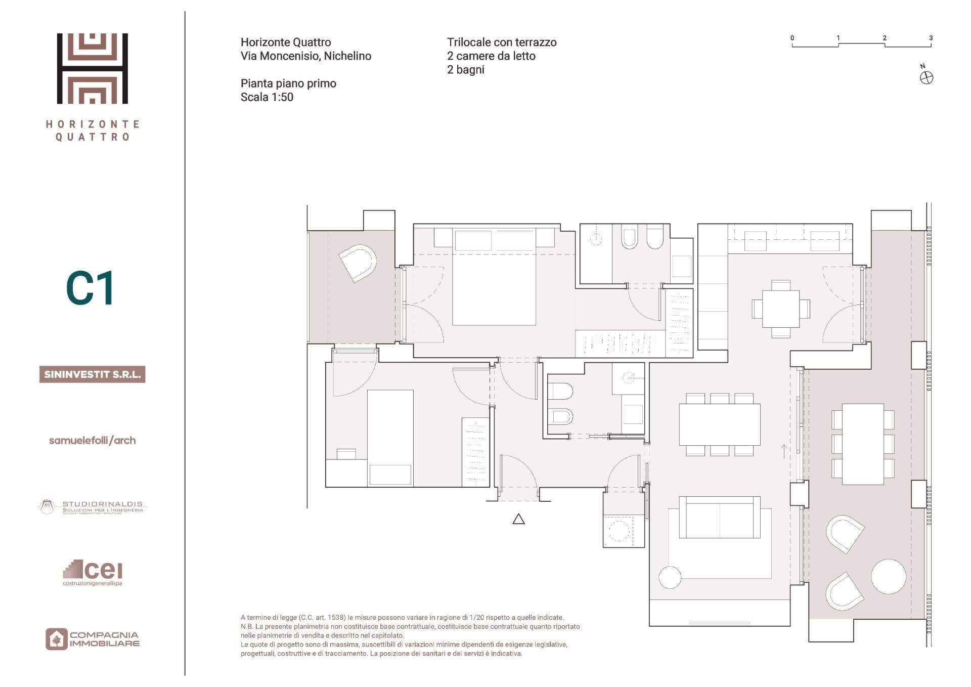 Foto 11 - Trilocale Via Moncenisio, Nichelino - planimetria 1