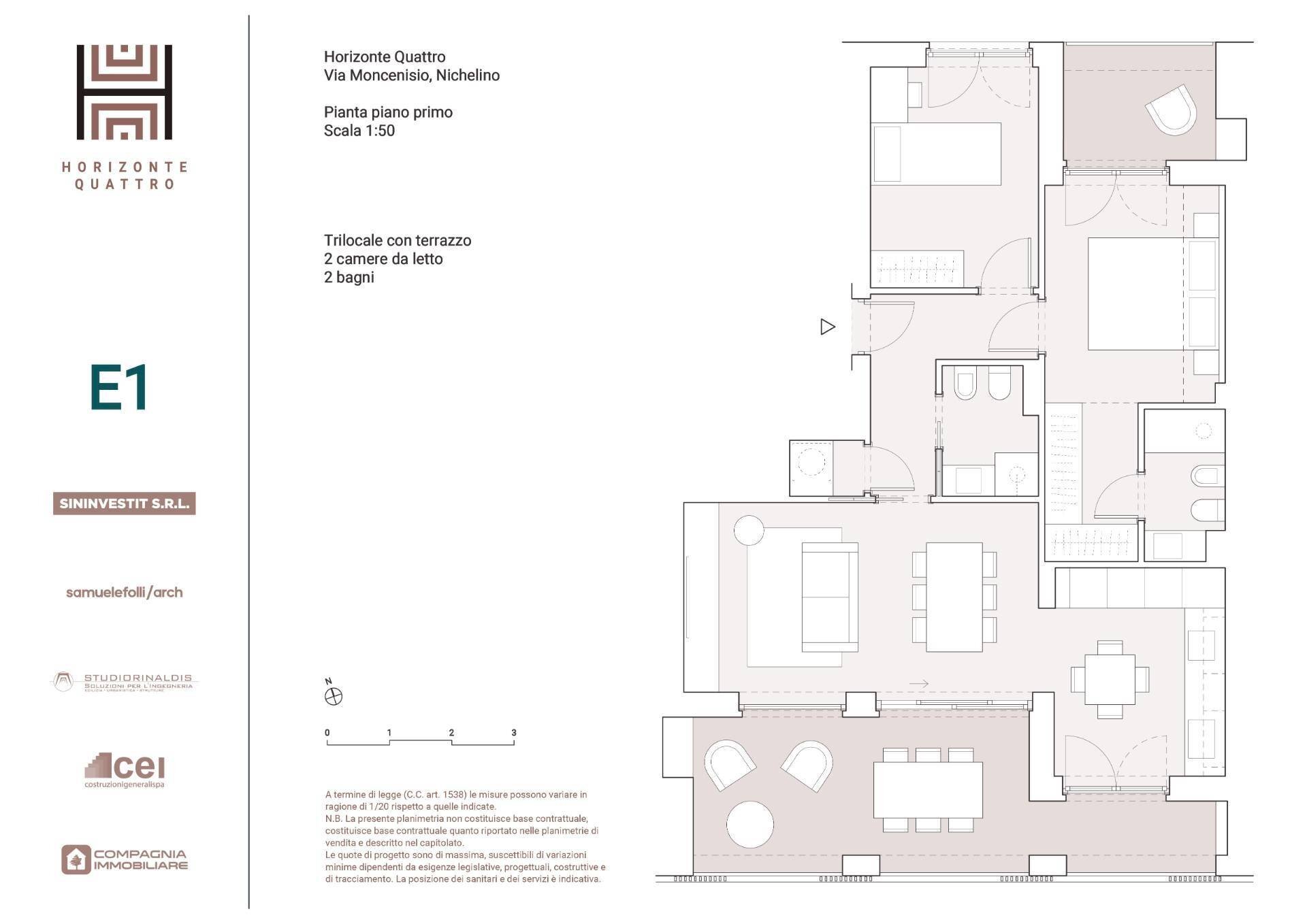 Foto 11 - Three-room apartment Via Moncenisio, Nichelino - floor plans 1