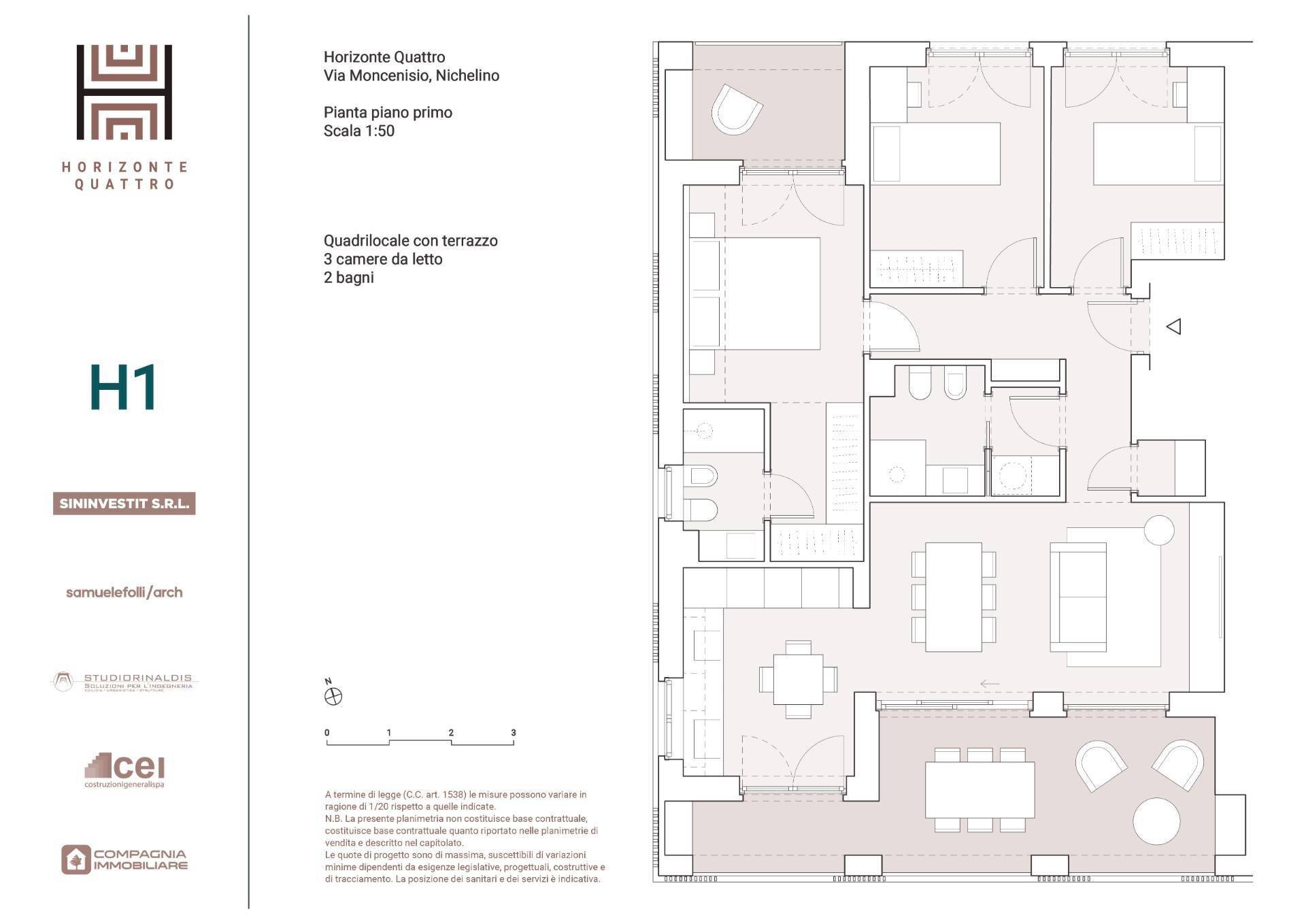 Foto 11 - Appartamento Via Moncenisio, Nichelino - planimetria 1