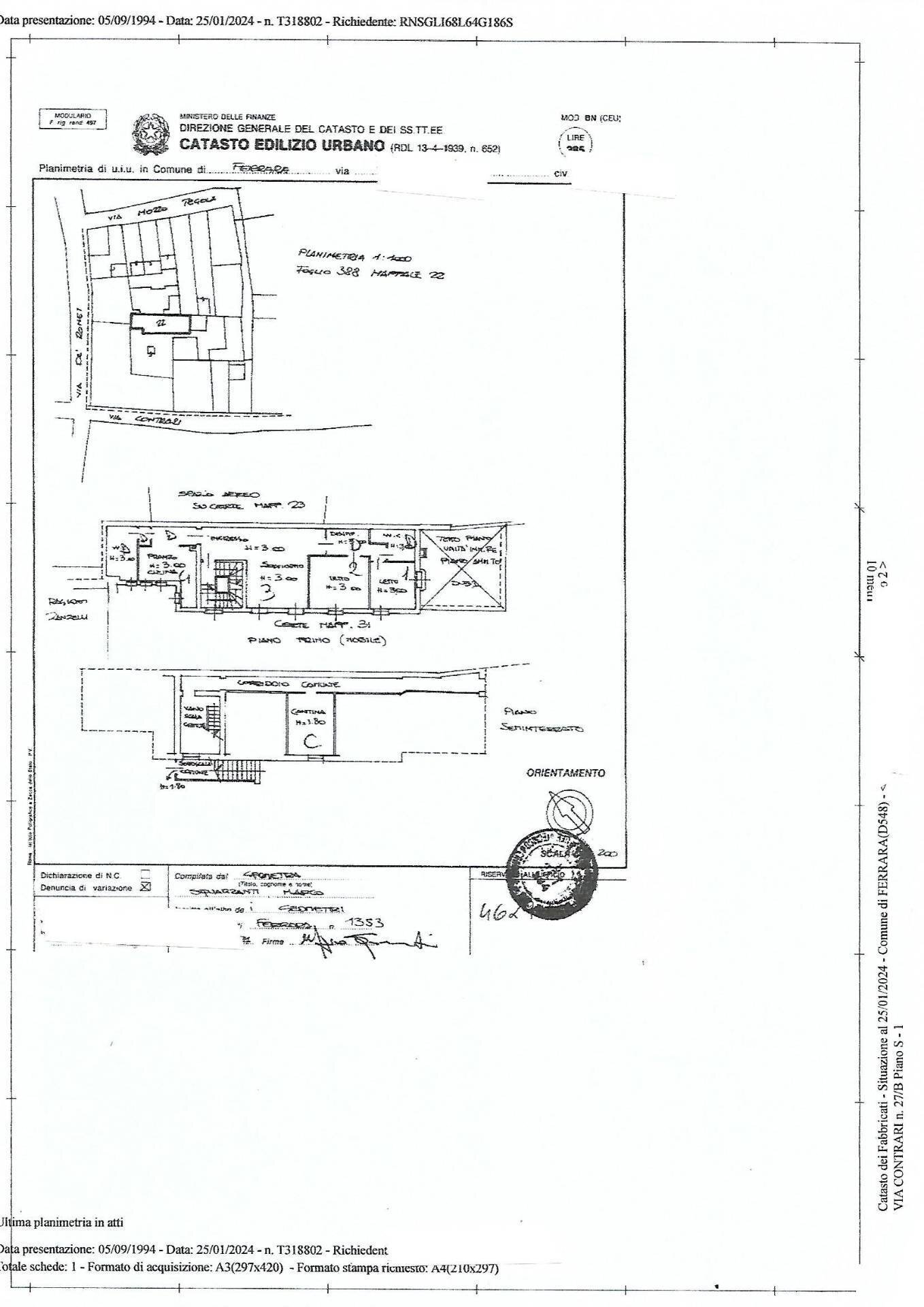 Foto 2 - Quadrilocale Via Contrari, Ferrara - planimetria 1