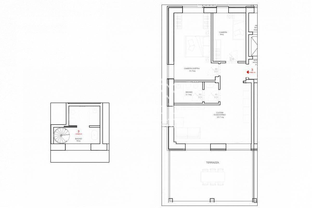 Foto 24 - Trilocale VIA VITTORIO VENETO, Camaiore - planimetria 1