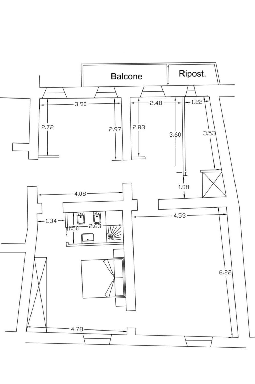 Trilocale via della Pelliccia, 49, Roma - planimetria 1