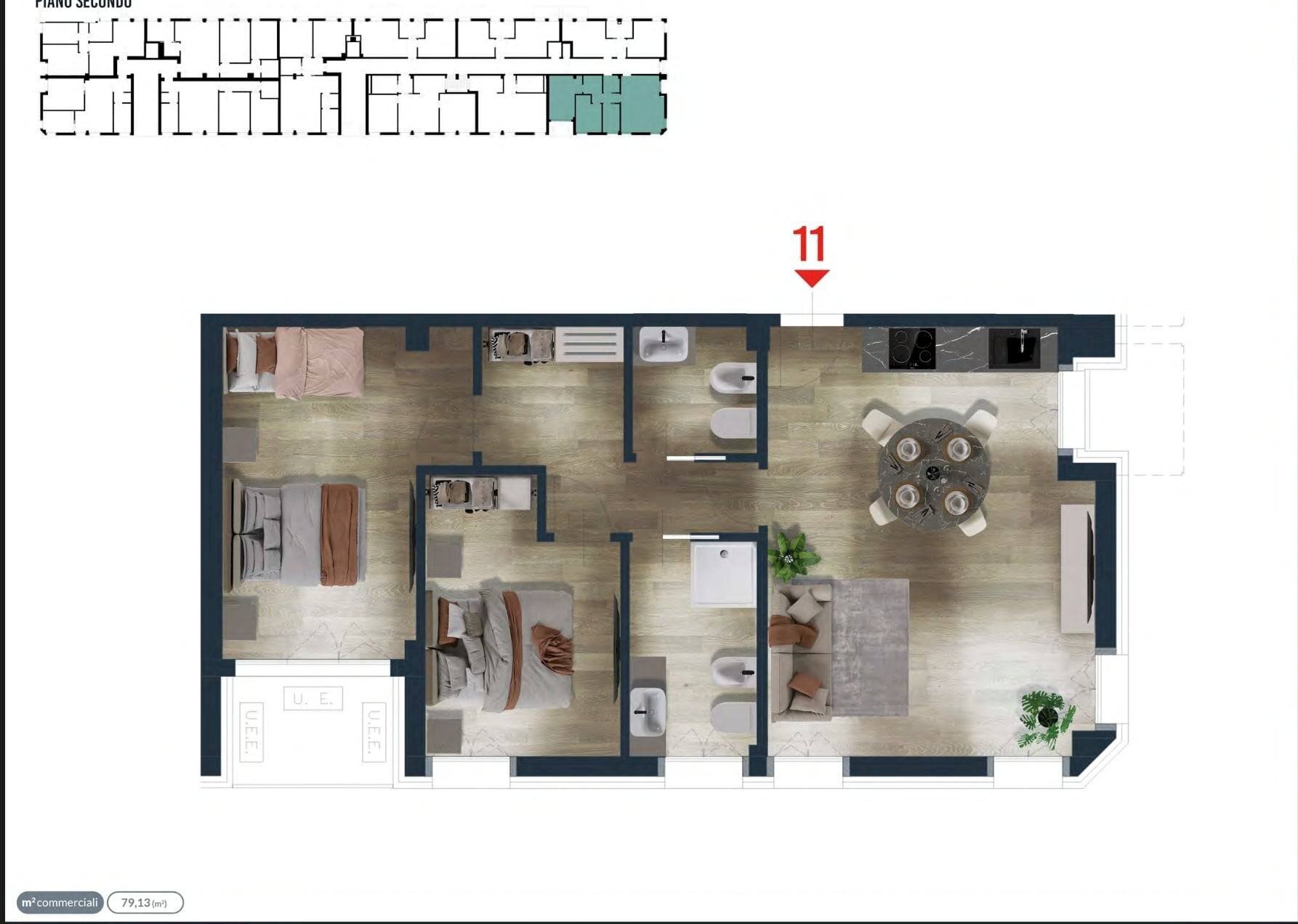 Foto 19 - Quadrilocale Piazza Brescia
 
17, Jesolo - planimetria 1