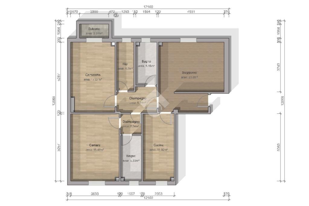 Three-room apartment Via S. Quirico, Solaro - floor plans 1