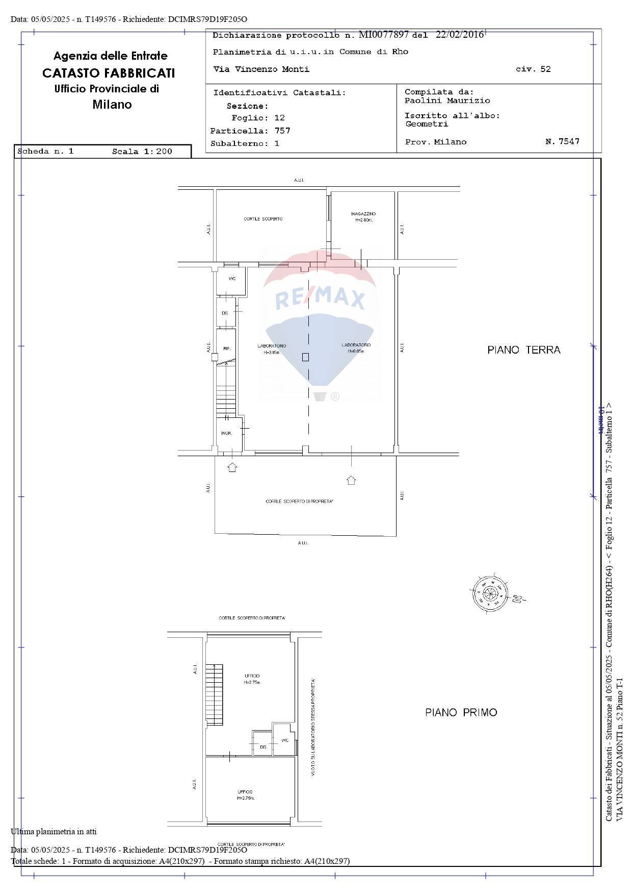 Pianta 2D - Capannone Via Vincenco Monti
 
52, Rho - planimetria 1