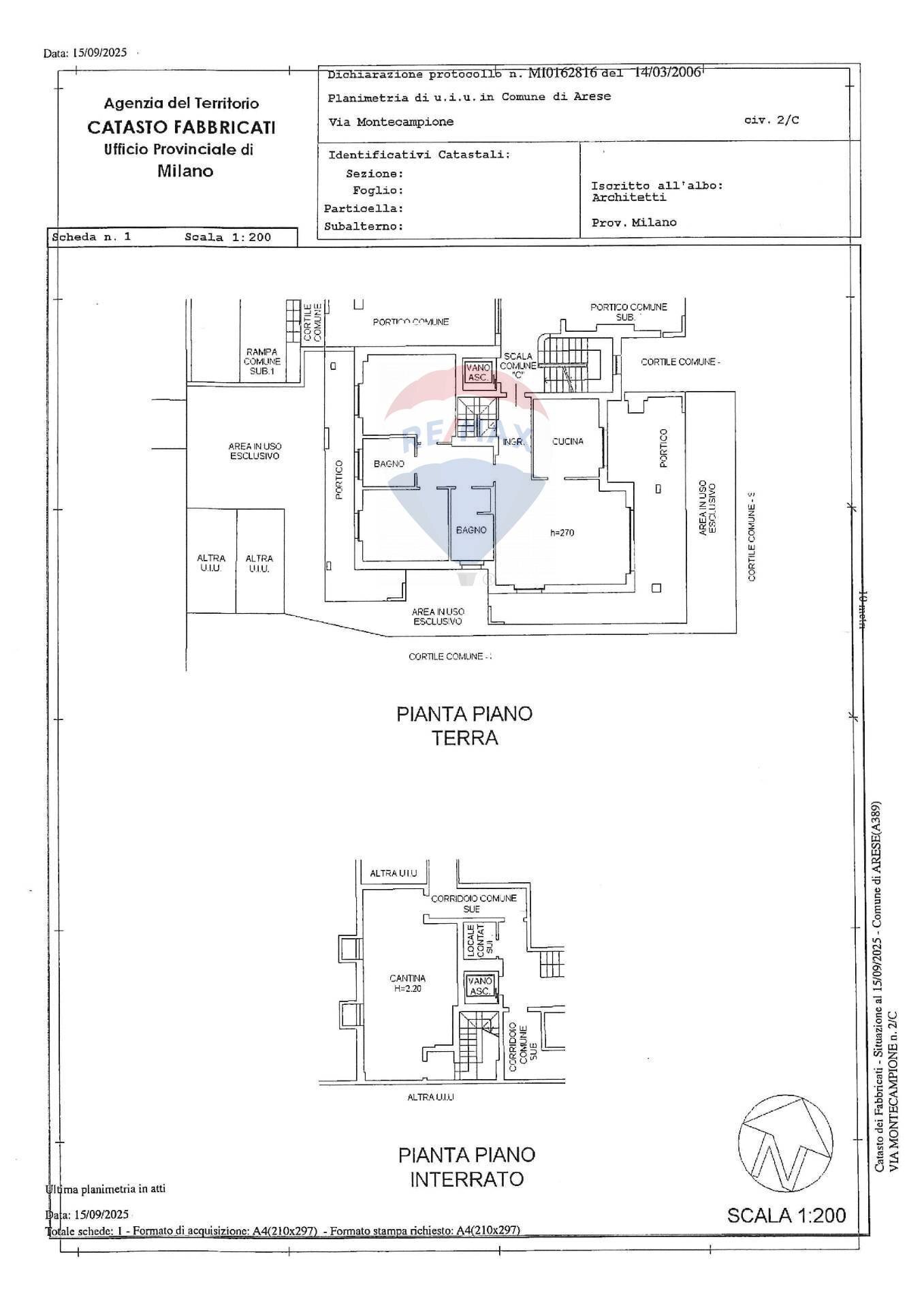 Pianta 2D - Trilocale Via Montecampione
 
2, Arese - planimetria 1
