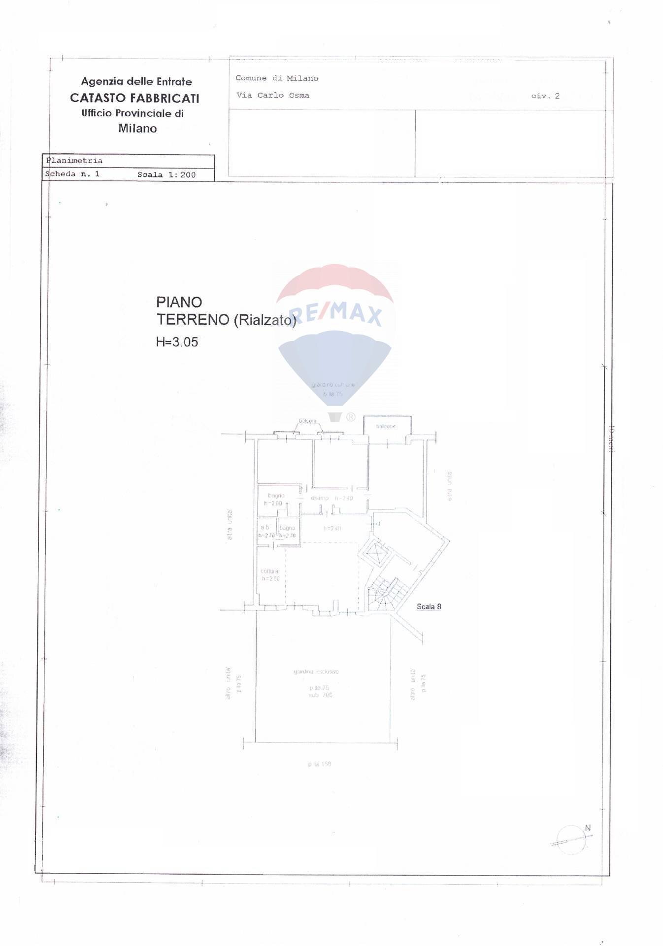 Pianta 2D - Quadrilocale via Osma
 
2, Milano - planimetria 1