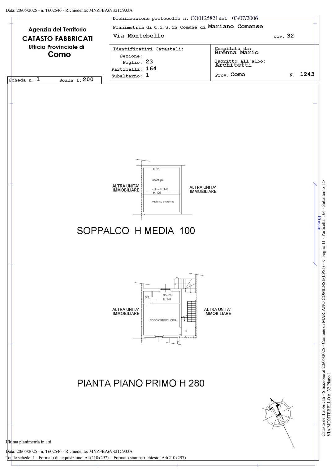One-room apartment via Montebello, 32, Mariano Comense - floor plans 1