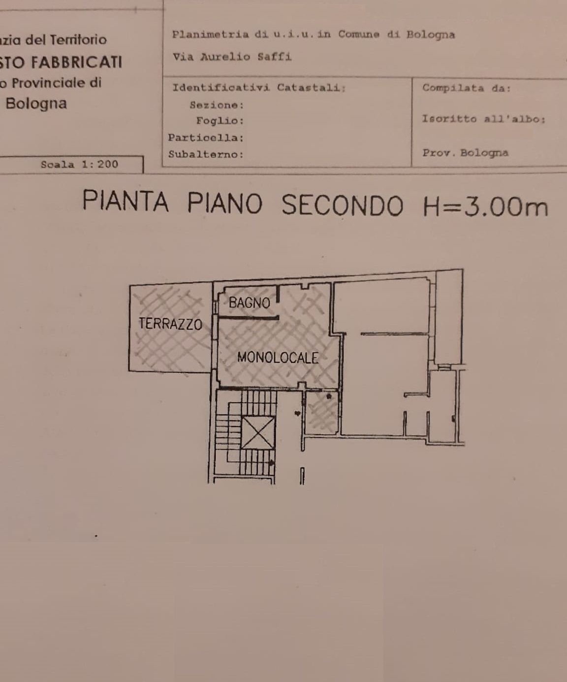 Monolocale via Aurelio Saffi, Bologna (zona Saffi) - planimetria 1
