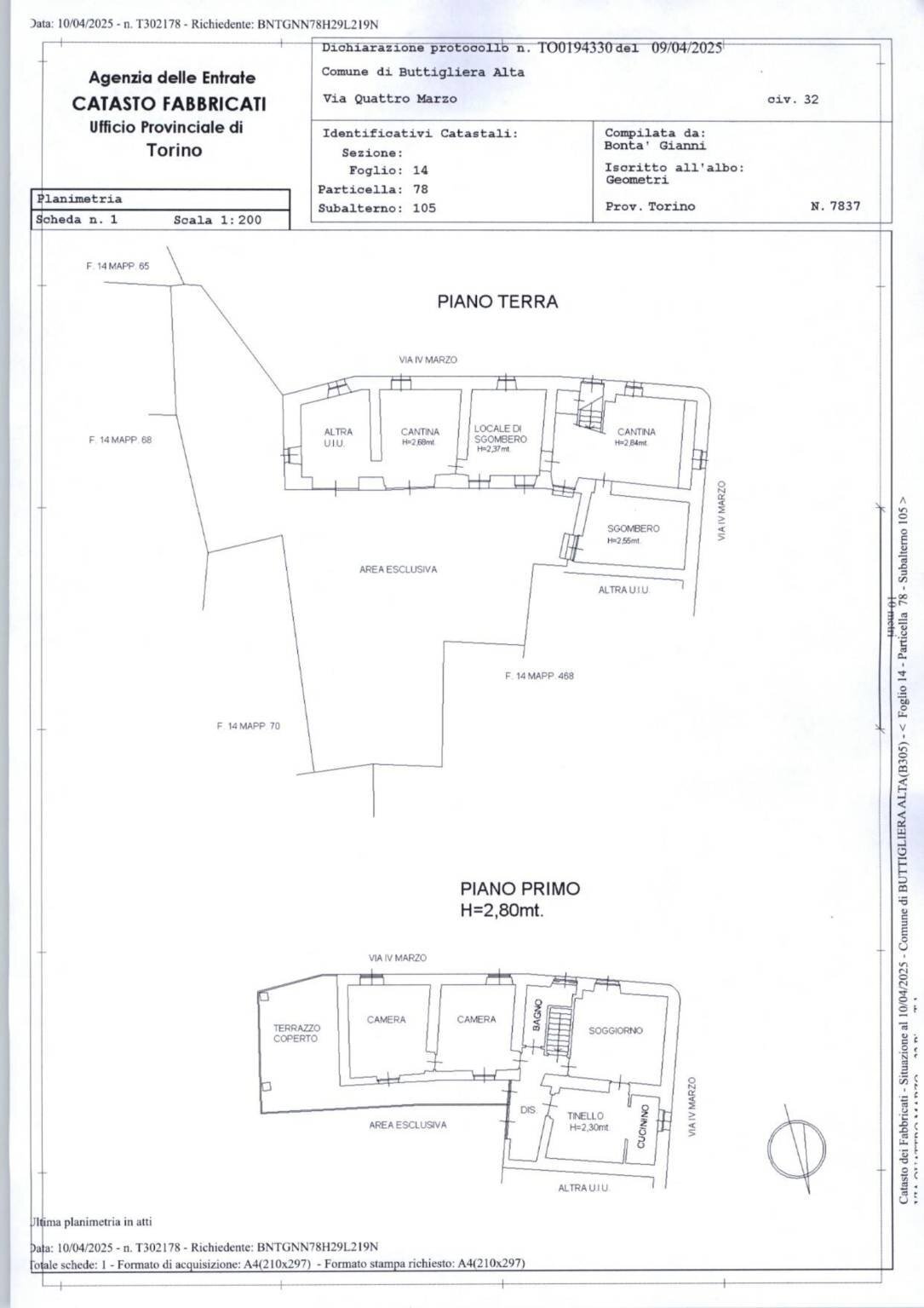 Villa via 4 Marzo, 32, Buttigliera Alta - planimetria 1