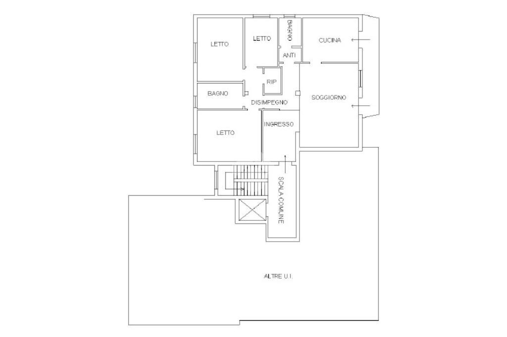 Quadrilocale Via Carlo Goldoni, Mirandola - planimetria 1