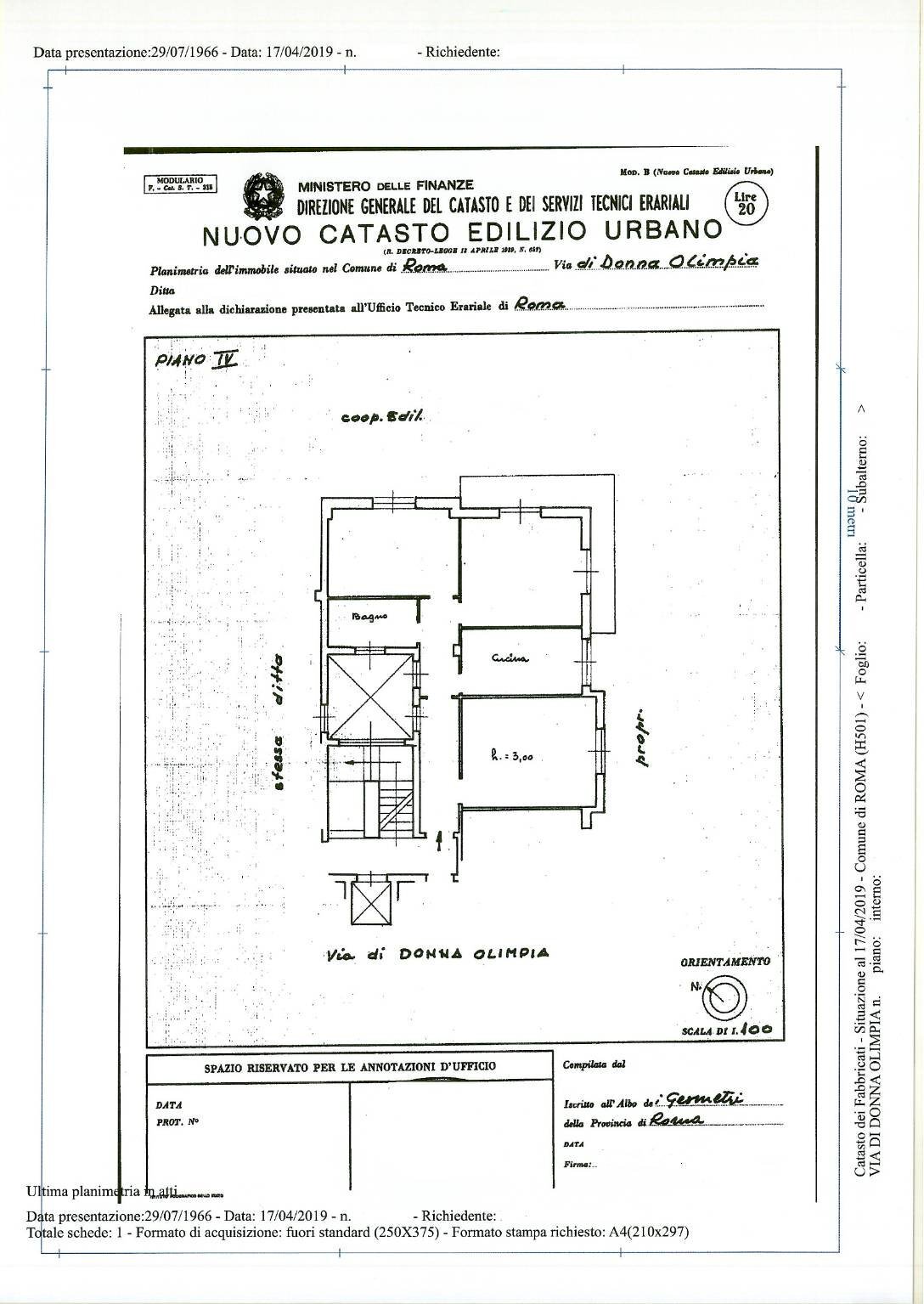 Three-room apartment via di Donna Olimpia, Roma - floor plans 1