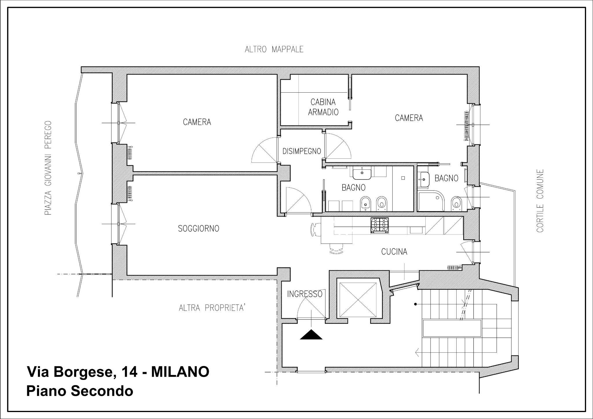 Trilocale via Giuseppe Antonio Borgese, 14, Milano - planimetria 1