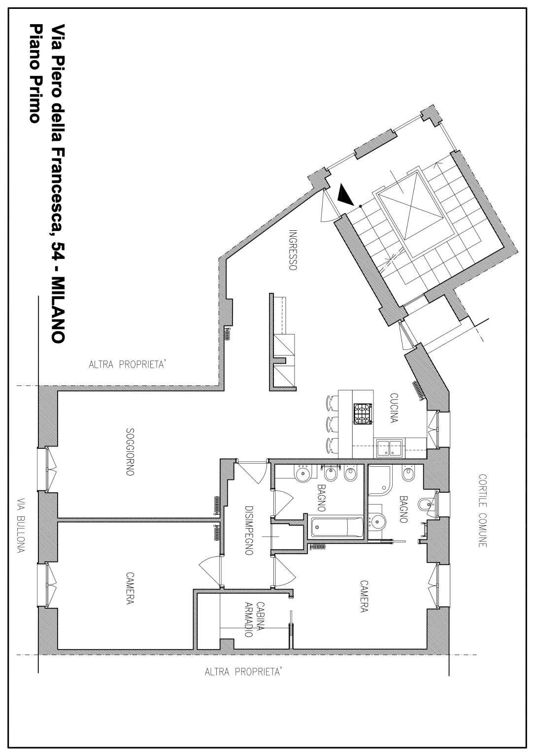 Trilocale via Piero della Francesca, 54, Milano - planimetria 1