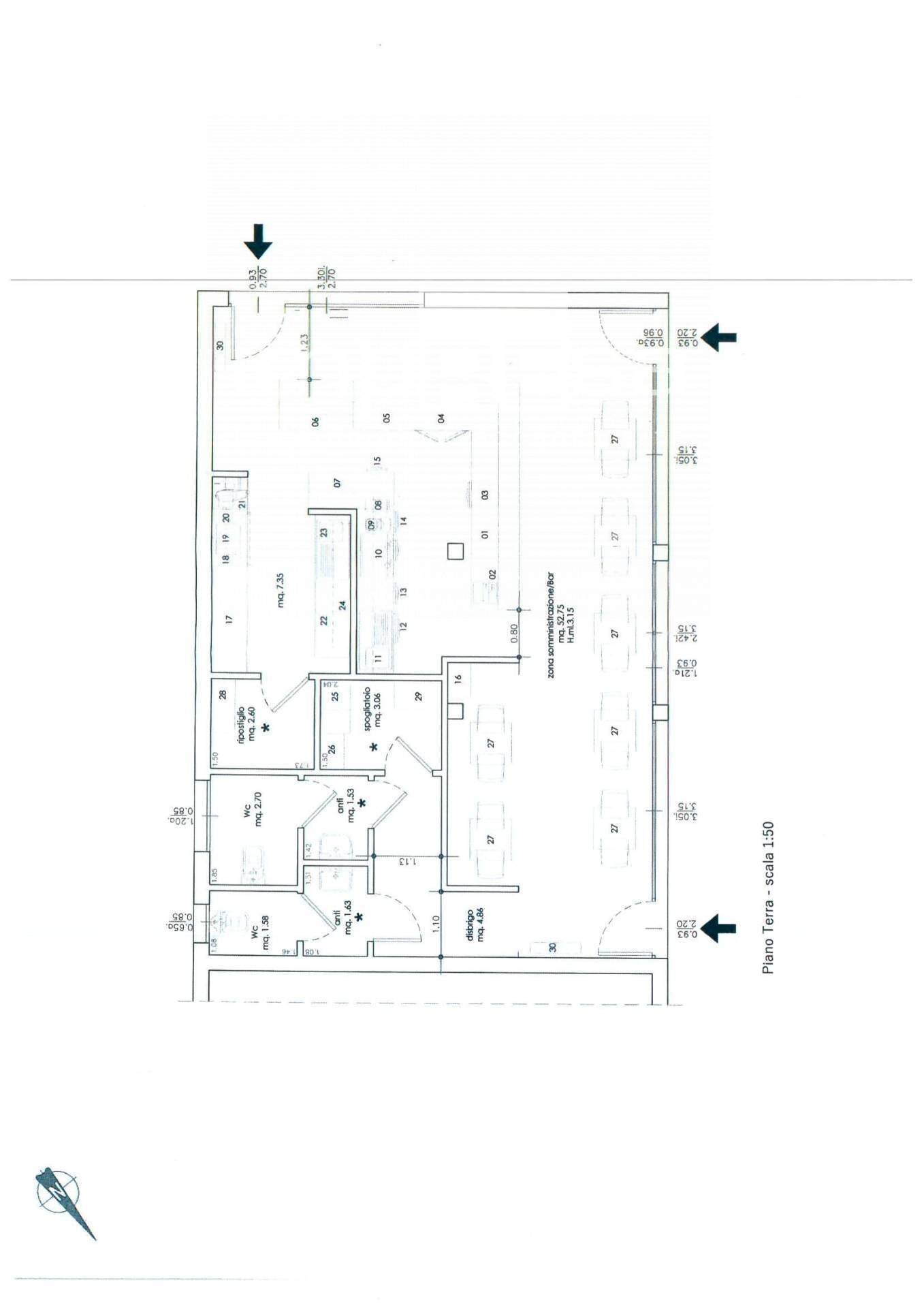 PLANIMETRIA CATASTALE - Cafeteria - Cold Bar via Guglielmo Marconì, Quarto d'Altino - floor plans 1