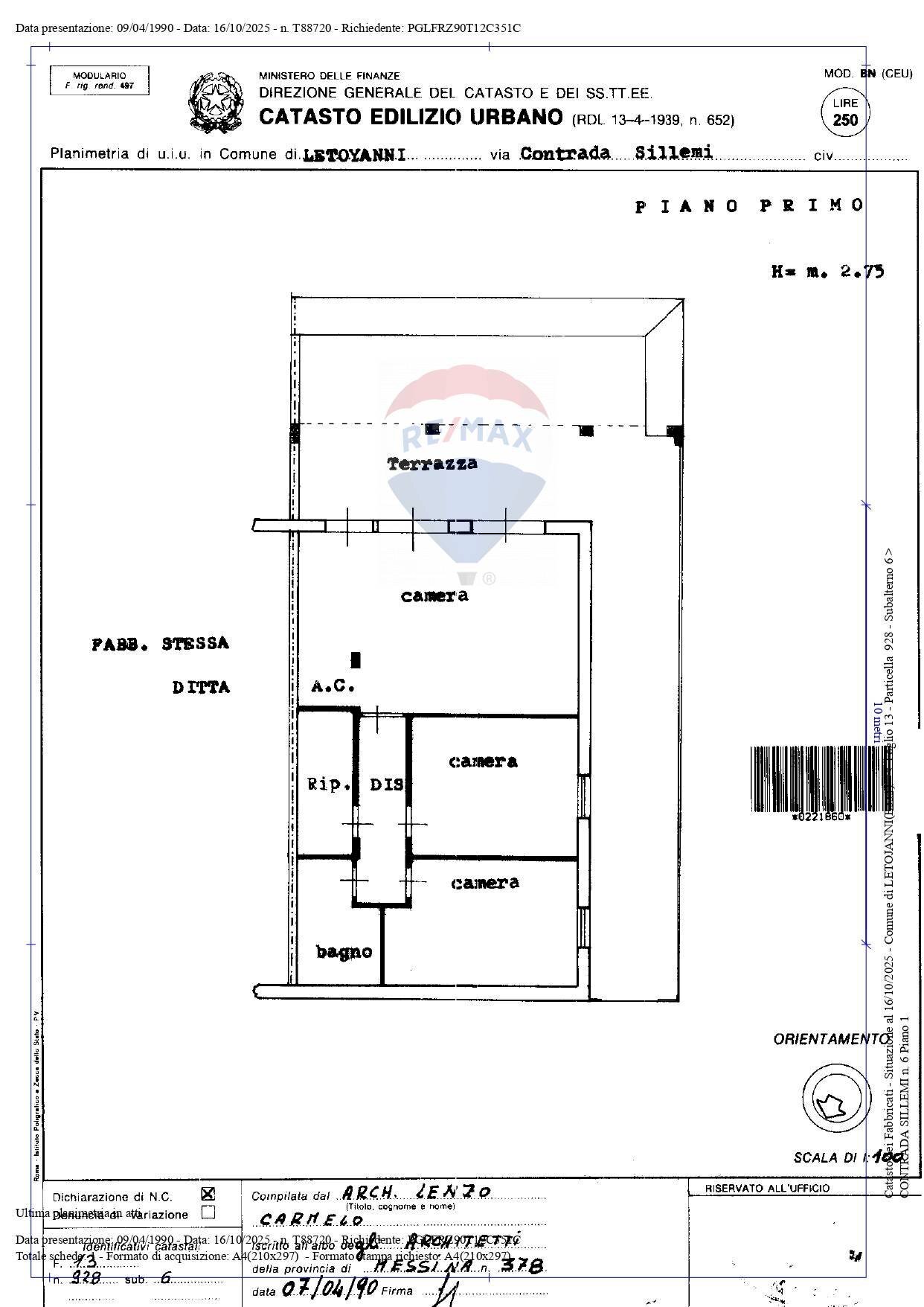 Pianta 2D - Appartamento CONTRADA SILLEMI
 
4, Letojanni - planimetria 1