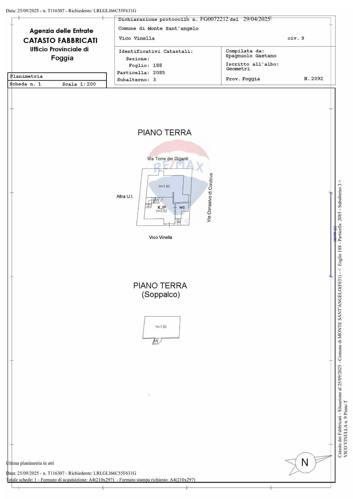 Pianta 2D - Casa indipendente Vico Vinella
 
9, Monte Sant'Angelo - planimetria 1