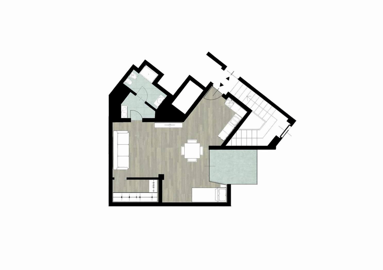 One-room apartment via Villa Giusti, 1, Torino - floor plans 1